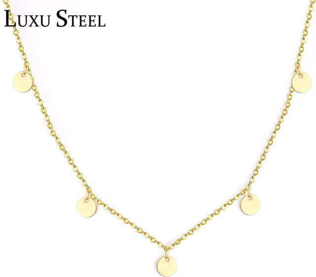 LUXUSTEEL Anhänger Halskette Edelstahl, Runde Münze, 45 cm, Damen - Bild 1