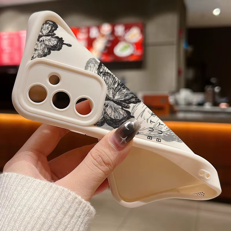 INS Retro Schmetterling Silikonhülle für Samsung Galaxy S25 S24 S23 Ultra S24 FE A57 A56 A17 A37 A15 A16 A36 5G in Weiß - Bild 3