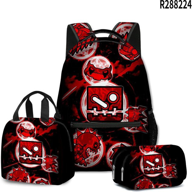 Fancy Style Studio Geometry Dash 3D Set aus 3 Teilen in Schwarz mit Notizbuch, Lunchtasche und Federmäppchen - Bild 1