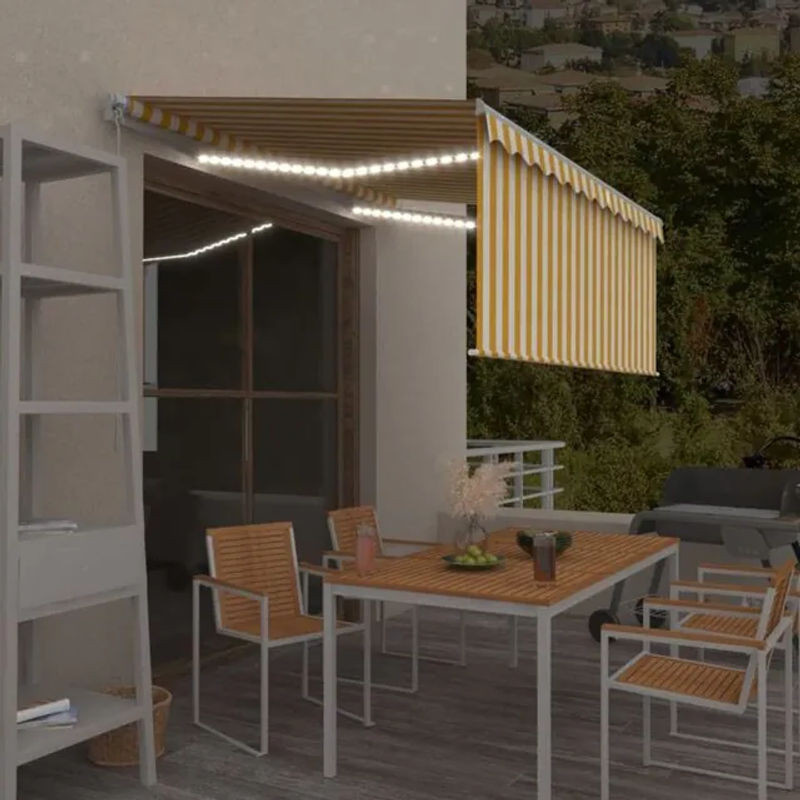 Vidaxl Markise manuell einziehbar mit Rollo und LED in Gelb und Weiß B x H: 3 x 2,5 m - Bild 1