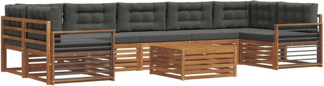 vidaXL Outdoor-Sofagarnitur 8-teilig aus Akazienholz mit Kissen in Natur und Anthrazit - Bild 1