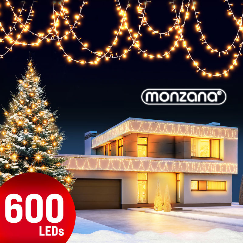 Monzana LED Weihnachts-Lichterkette Warmweiß in Transparent mit 60 m Länge und IP44 Schutzart - Bild 2