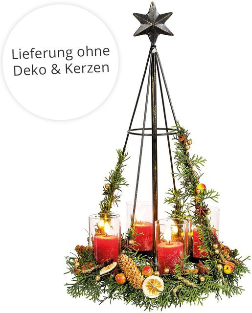 Adventskerzenleuchter aus Metall in Schwarz im Antique-Design für Tischdekoration - Bild 1