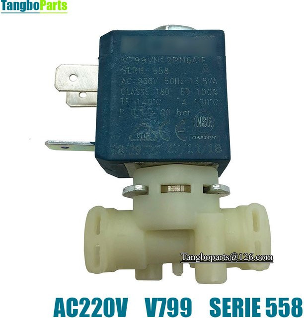 TANGBOPARTS Magnetventil V799 VN12PN6AIF für Espressomaschinen und Dampfreinigungsmaschinen, Serie 558, 0,1-20 bar, AC220V, Farbe: beige - Bild 1