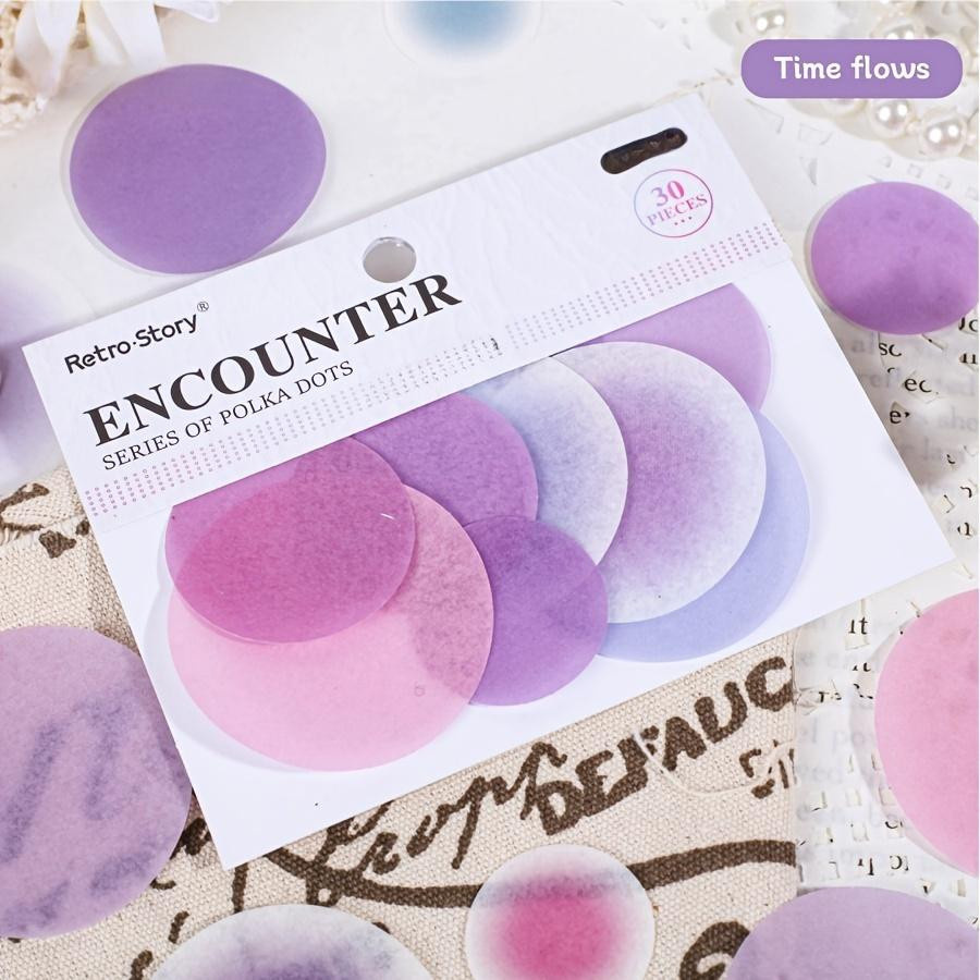 30 Stück XYNN Encounter Series Geometrische Washi-Sticker in Multicolour, Selbstklebendes Rundes Dekorpapier für Scrapbooking und Basteln - Bild 1