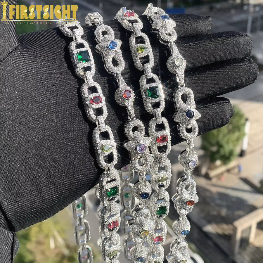 Armband Cuban Link, Silber, Regenbogen Zirkonia, Herren - Bild 4