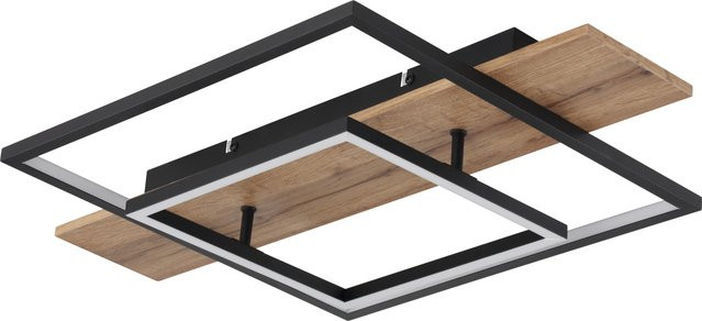Globo Lighting LED-Deckenleuchte Vanni in Holzfarben und Schwarz, B: 60 cm, T: 40 cm - Bild 1