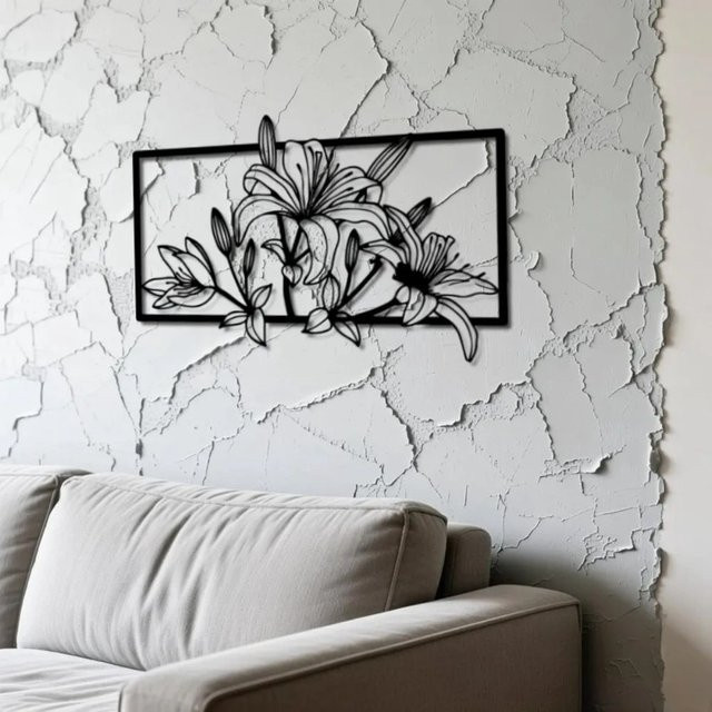 CIFBUY Metall-Wandkunst Lilien-Blumen-Dekoration Moderne Metallskulptur für Innen und Garten, B/H: 30 x 30 cm - Bild 1