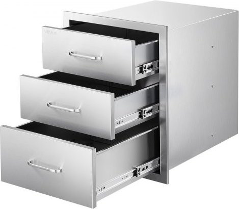 VEVOR Dreifach-Grillschubladen aus Edelstahl in Silber matt, Schubladenschrank für die Außenküche oder Grillinsel, B/T/H: 46 x 59 x 59 cm - Bild 1