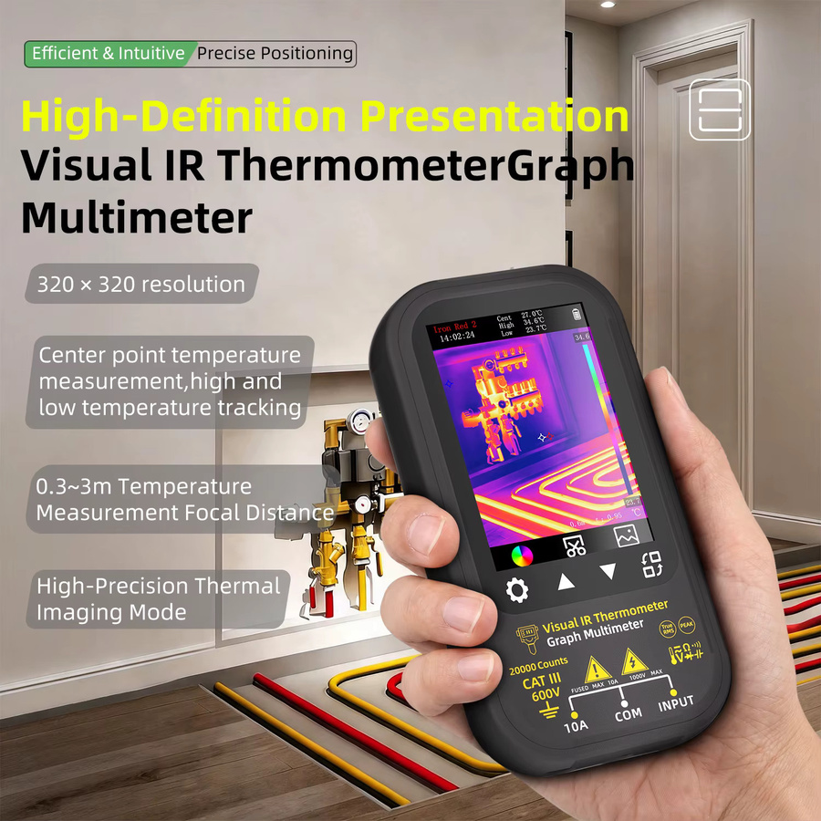 BSIDE Wärmebildmultimeter mit Mikrolinse, 320x320 IR-Auflösung, 20.000 Messwerte, Datenaufzeichnungsmodus, 360-Grad drehbares Touch-LCD und 15 Wärmebildpaletten, Schwarz - Bild 2