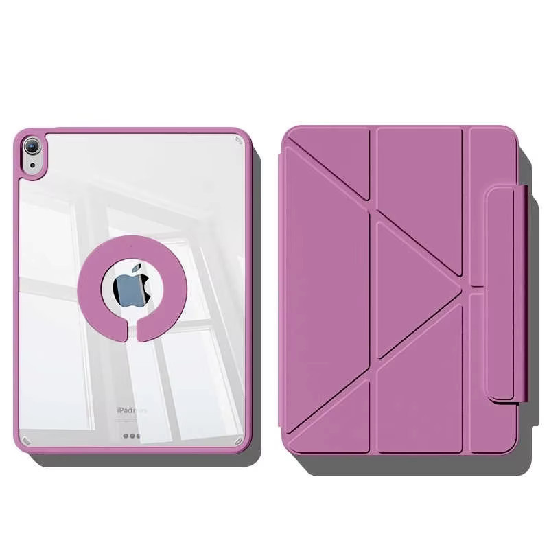 EGYAL Magnetische Tablet-Hülle für iPad Air 4/5 10,9/11/13 Zoll, M5 M4 und iPad Mini 7, 360 Grad drehbar mit abnehmbarer Rückabdeckung, Schwarz und Lila - Bild 2