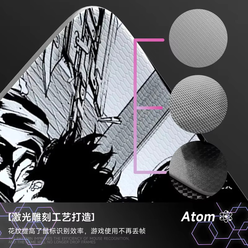 ATOM Glas-Mauspad mit Manga-Helden-Muster in Multicolour, ergonomisches Gaming-Mauspad aus gehärtetem PC-Material für FPS und Büro - Bild 2