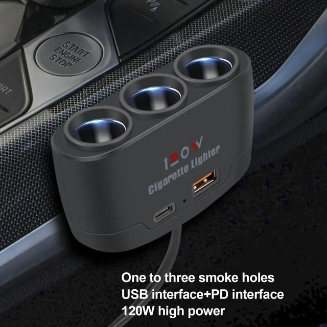 Universal USB Schnellladegerät QC 3.0 Auto-Adapter mit 120W Leistung und USB-A Buchsen in Schwarz - Bild 1