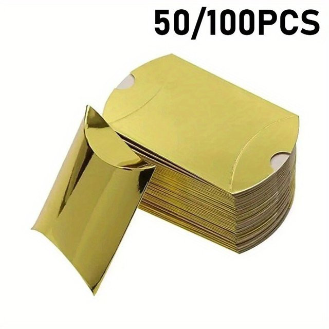 Goldene Kissen-Geschenkboxen aus Kraftpapier für Weihnachten, Hochzeiten und Geburtstage - Bild 1