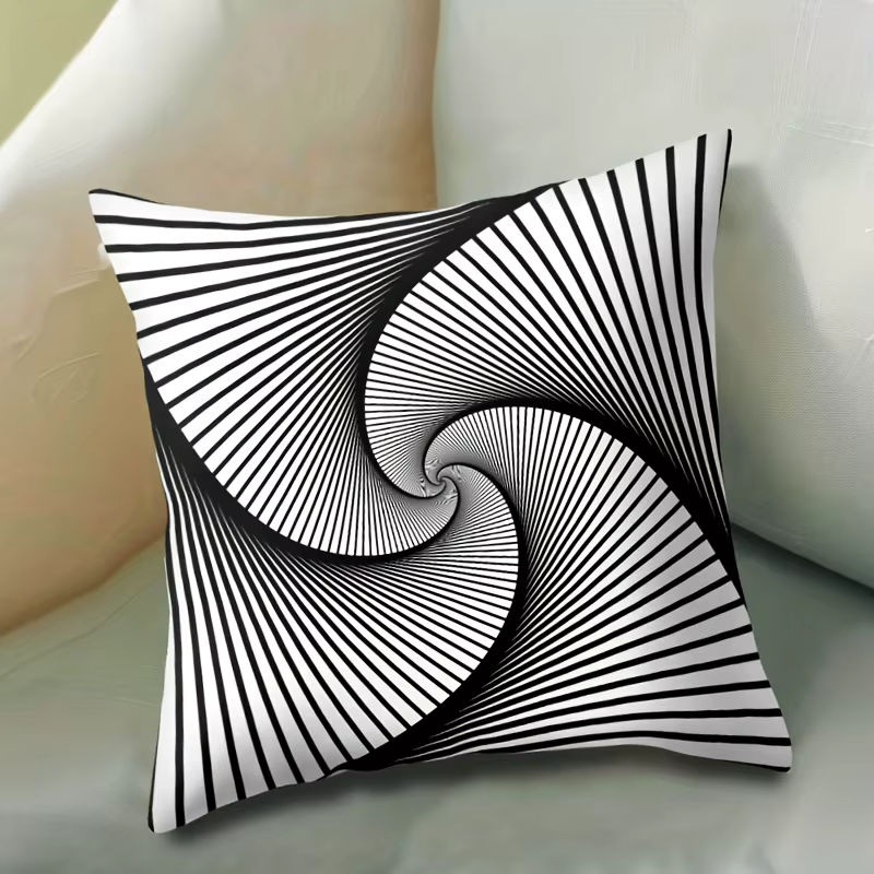 DUTRIEUX Kissenbezug mit modernem geometrischem Design in Schwarz-Weiß, gestreift und gepunktet, quadratisch, B/B: 45 x 45 cm - Bild 4