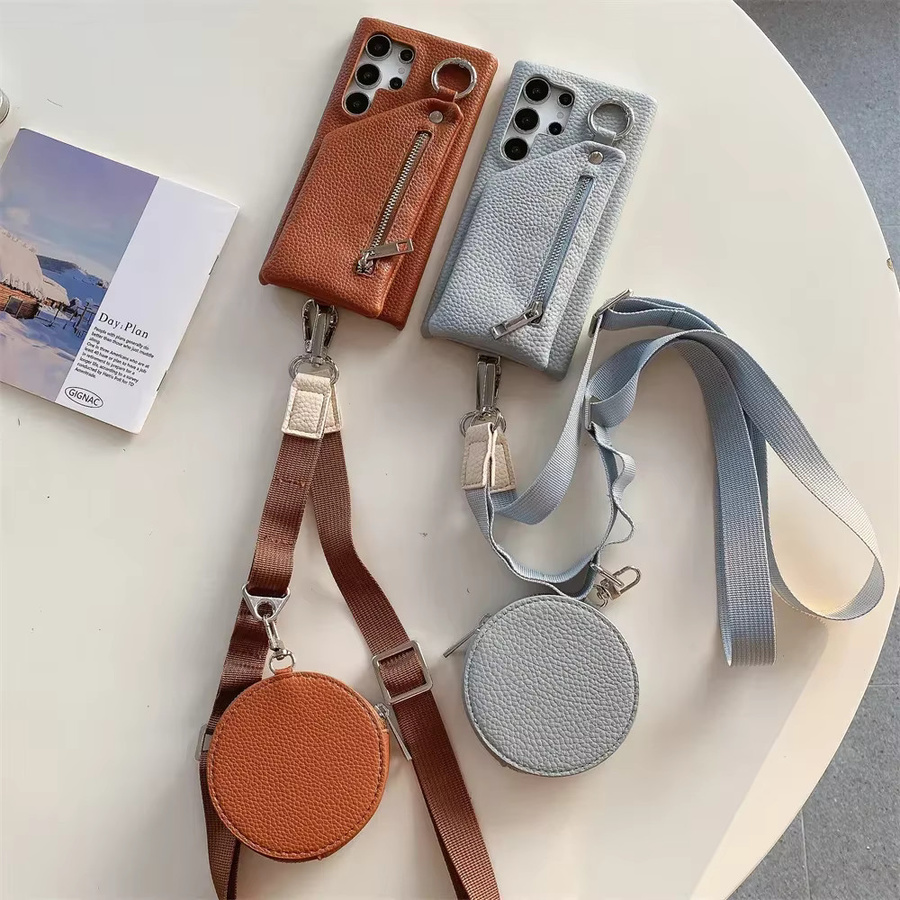 szHAIyu Lederhülle als Brieftasche und Umhängetasche mit Kartenfach für Samsung Galaxy S25 S24 S23 S22 S21 FE S20 Plus Note 20 Ultra in Blau - Bild 2