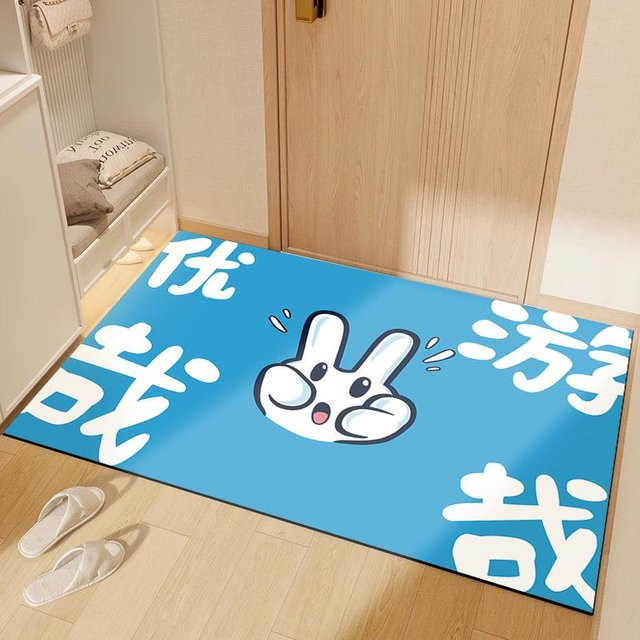 Saugfähige Badezimmer Bodenmatte aus Kieselgur mit Tier-Motiv, blau, B/T: 60 x 40 cm - Bild 1