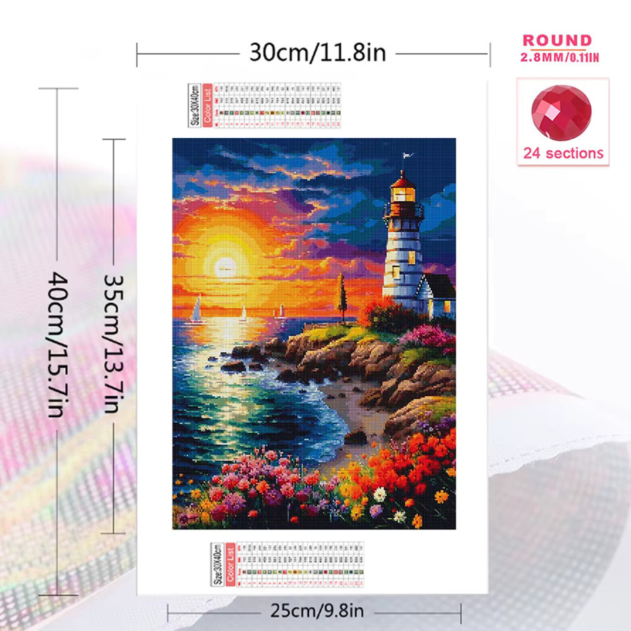 Momoart Diamond Painting Set Maritime Leuchtturm in Multicolour, B/H: 30 x 20 cm - Bild 2