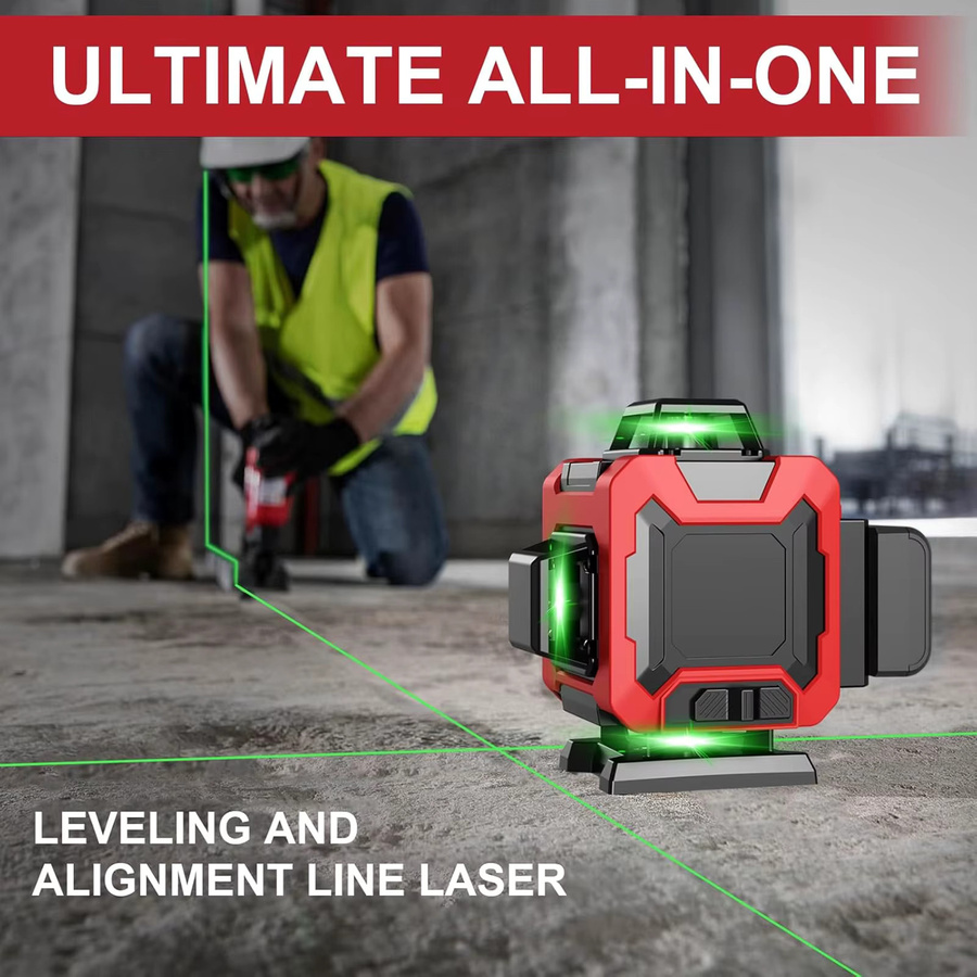 Seeiswork Professionelles 4D Laserniveau mit 16 Linien und grünem Strahl inklusive 1,2 m Stativ, 360 Grad selbstnivellierendes Laser-Nivelliergerät - Bild 5