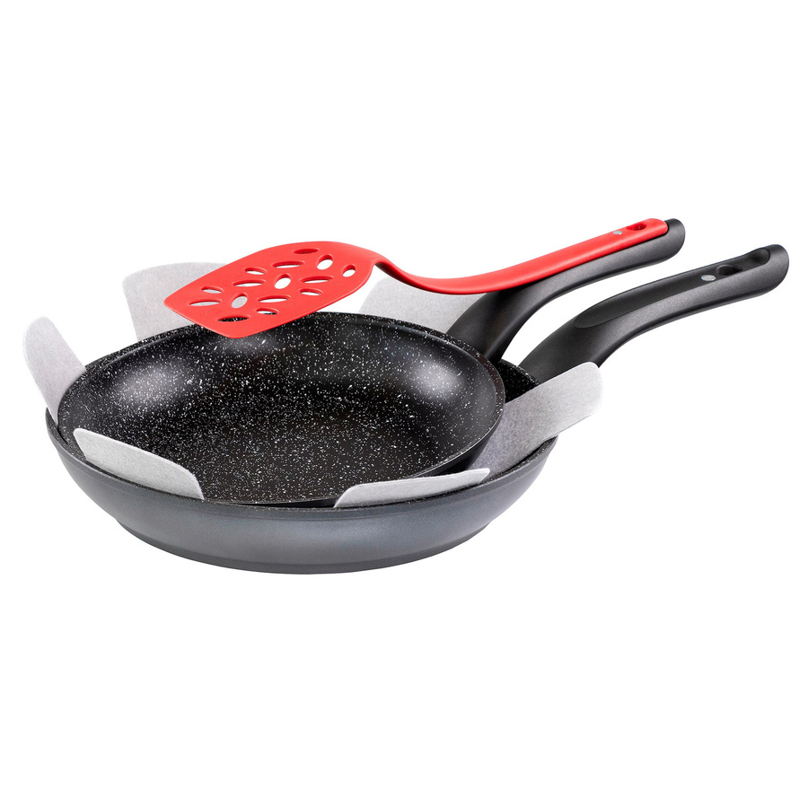 STONELINE 4-teiliges Pfannen-Set mit Deckel in Schwarz, Non-Stick Beschichtung und Magnet-Griff, Made in Germany - Bild 2