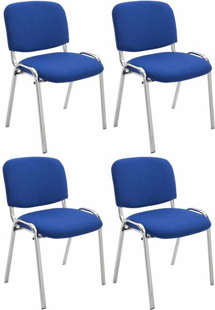 CLP 4er Set Stühle Ken mit Chromgestell und gepolsterter Stoffsitzfläche - Bild 1