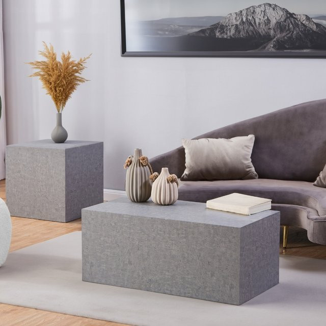 Couchtisch AMIRI L von Home Deluxe in Grau mit Marmoroptik, B: 105,0 cm, T: 50,0 cm, H: 1,0 cm - Bild 1