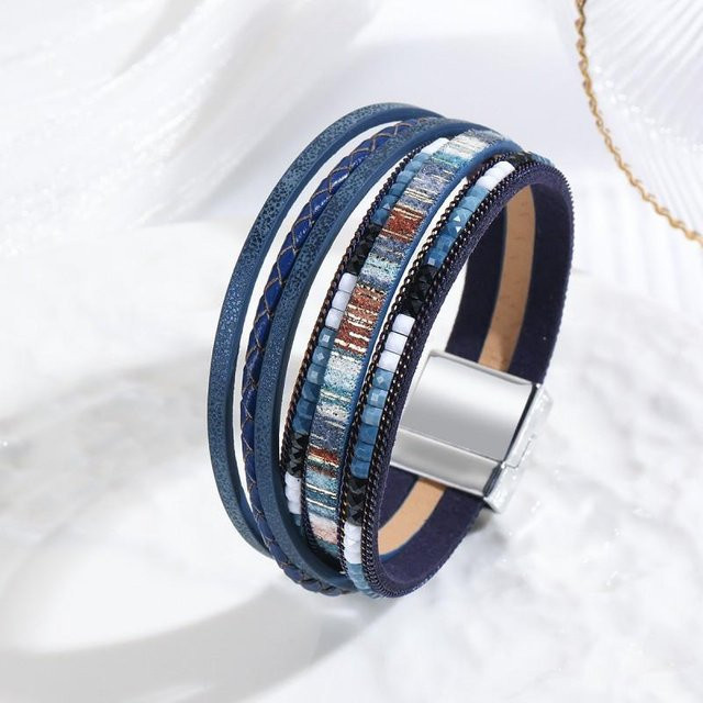 FFJB Wickelarmband, PU-Leder, Navy Blue, Damen - Bild 1