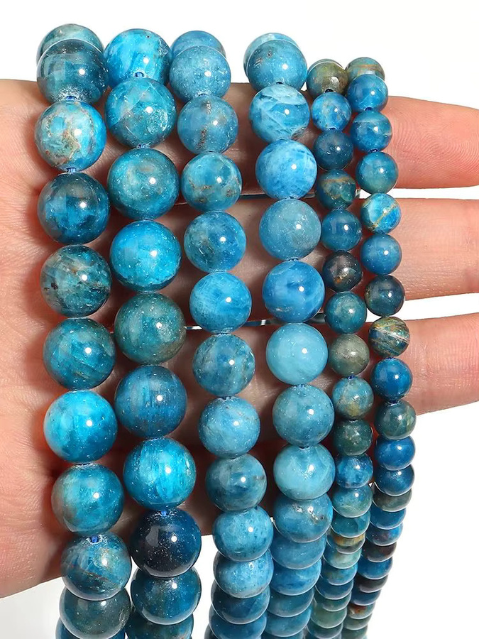 Apatit-Steinperlen, blau, rund, 6/8/10 mm, Unisex - Bild 6
