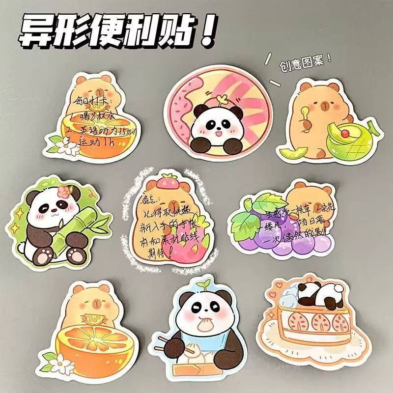 Kreative Haftnotizen mit Capybara und Panda Motiven in Multicolor für Büro und Schule - Bild 1