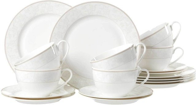 Ritzenhoff & Breker Kaffeeservice Isabella aus Porzellan mit floralem Design in Weiß, 18er Set - Bild 1