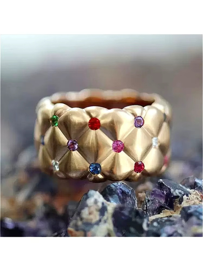 YoYo Ring, Gold, bunte synthetische Zirkonia, Damen, Vintage - Bild 5