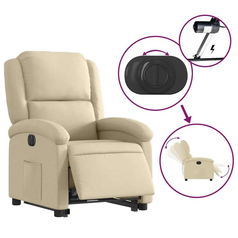 Vidaxl Elektrischer Massagesessel und Relaxsessel in Beige mit Stoffbezug und modernem Design - Bild 3