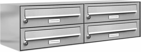 AL Briefkastensystem für 4 Parteien, Aufputzmontage, silberfarben, B/H/T: 76,6 x 23 x 27,5 cm - Bild 1
