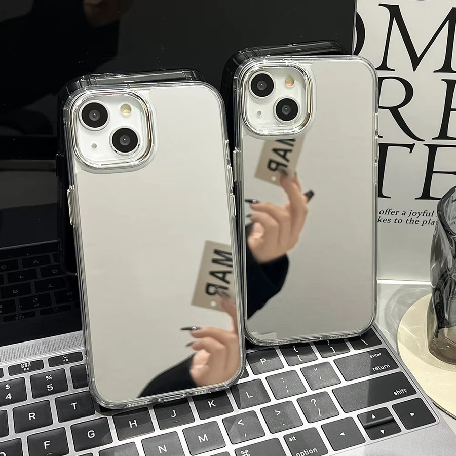 AKABEILA iPhone Hülle mit Make-up-Spiegel und Luxus-Beschichtung, stoßfest, transparent - Bild 3
