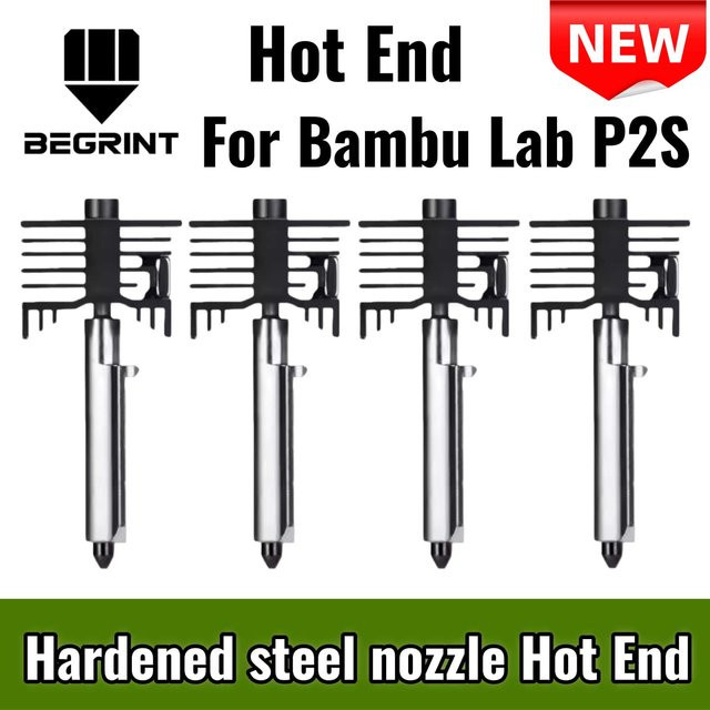Bambu Lab P2S Ersatz Hotend Düse aus gehärtetem Stahl in Silber für FDM 3D-Drucker - Bild 1