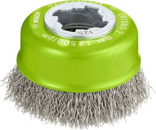 Bosch X-LOCK Clean for Inox Topfbürste aus gewelltem rostfreiem Edelstahl, Durchmesser: 75 mm, Drahtstärke: 0,3 mm - Bild 1