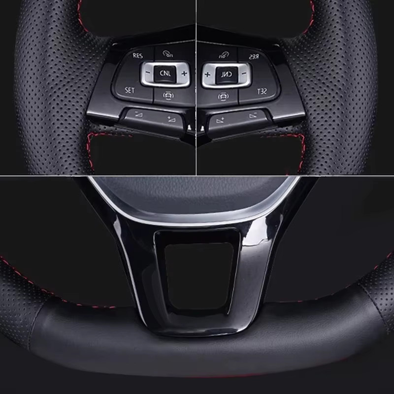 Handgenähter Echtleder-Lenkradbezug in Schwarz für Chevrolet Silverado 1500 LD 2500 3500 4500HD 5500 6500 und Suburban - Bild 2