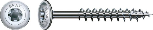 Spax Tellerkopf Holzschraube mit T-Star Plus-Antrieb aus Stahl, Farbe Silber, Durchmesser: 6 mm, Länge: 80 mm, 10 Stück - Bild 1