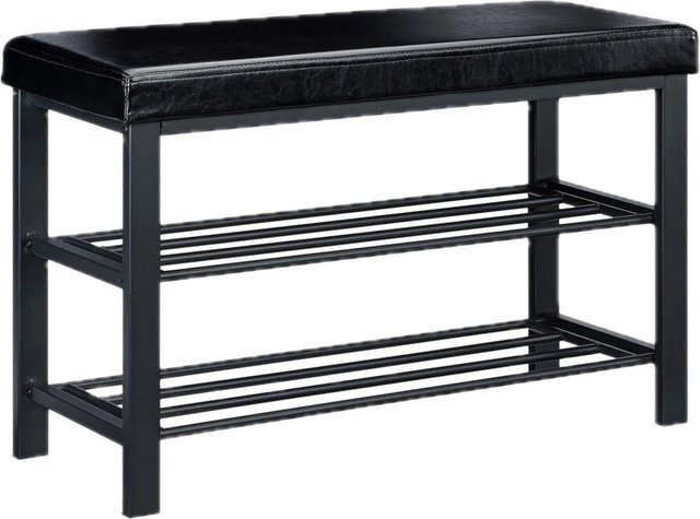 Relaxdays Schuhbank aus Metall mit gepolsterter Sitzfläche in Schwarz, B/H/T: 81 x 49 x 31 cm - Bild 1