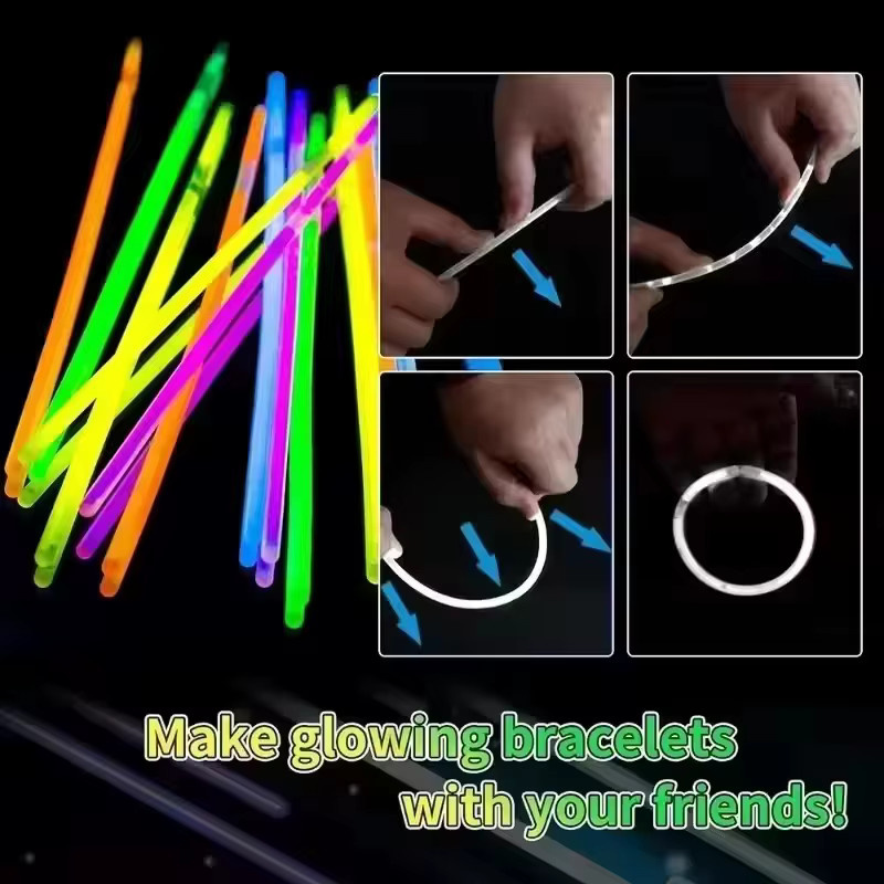 Fluoreszenzstäbe für Partys, mehrfarbige Leuchtstäbe, biegbare Leuchtarmbänder - Bild 6