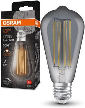Osram LED-Leuchtmittel Vintage-Edition E27, dimmbar, ST64-Form, 11 W (ersetzt 42 W), 500 lm, 1800 Kelvin Warm White, klares Glas, H x Ø: 14 x 6,4 cm - Bild 1