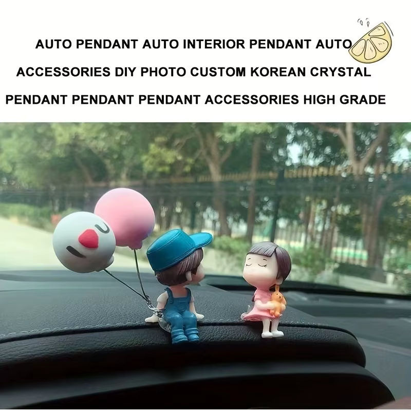 Niedliche Cartoon Paar Action Figuren als Autodekoration aus Kunststoff, mehrfarbig - Bild 5