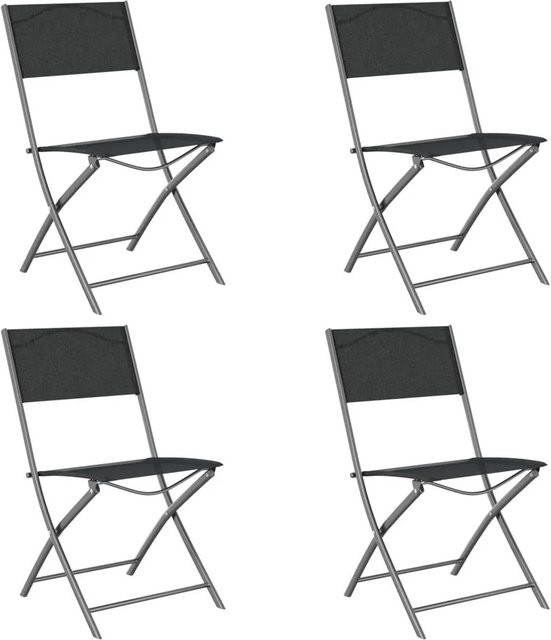 Furnicato Set aus 4 klappbaren Gartenstühlen in Schwarz aus Stahl und Textilene - Bild 1