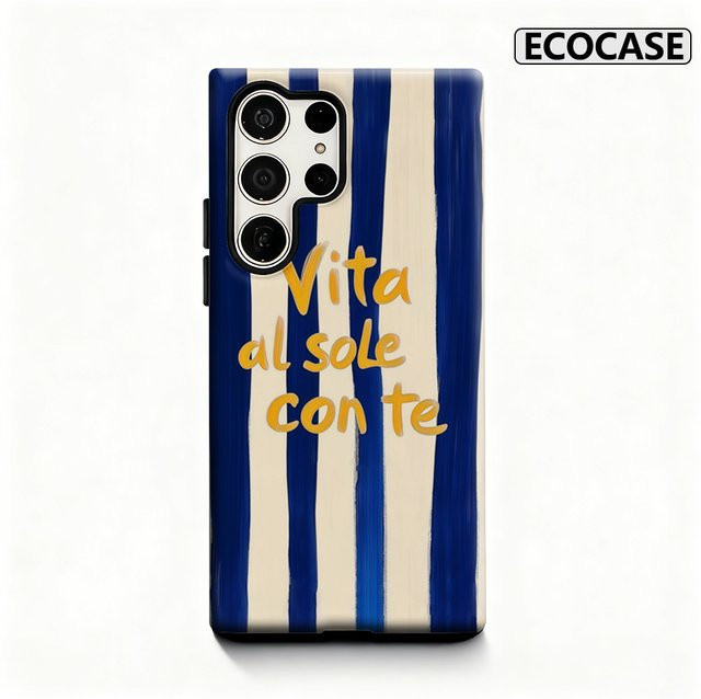 Vita Al Sole Con Te Handyhülle für Samsung Galaxy S25 Ultra, S24 und S23 Ultra Plus in Blau mit glänzender doppellagiger Rückseite - Bild 1