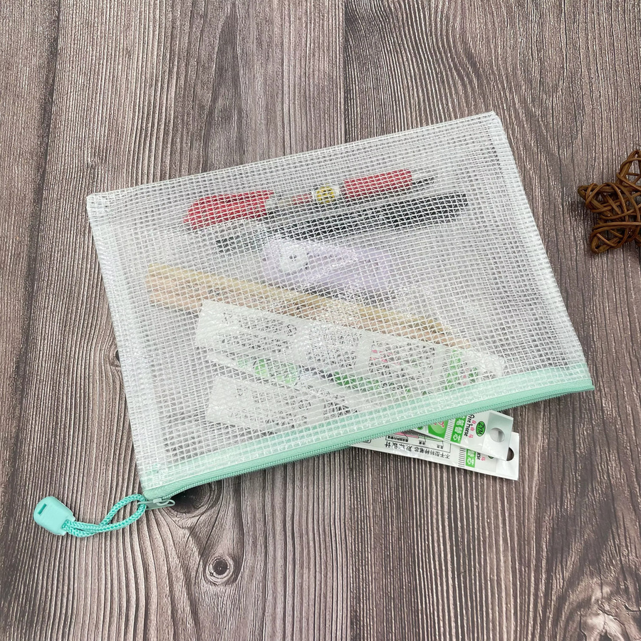 15 Stück A5 PVC Kunststoffbeutel mit Reißverschluss, transparente Netz-Aufbewahrungsbeutel als Organizer für Papier, Kosmetik und Reisezubehör - Bild 2