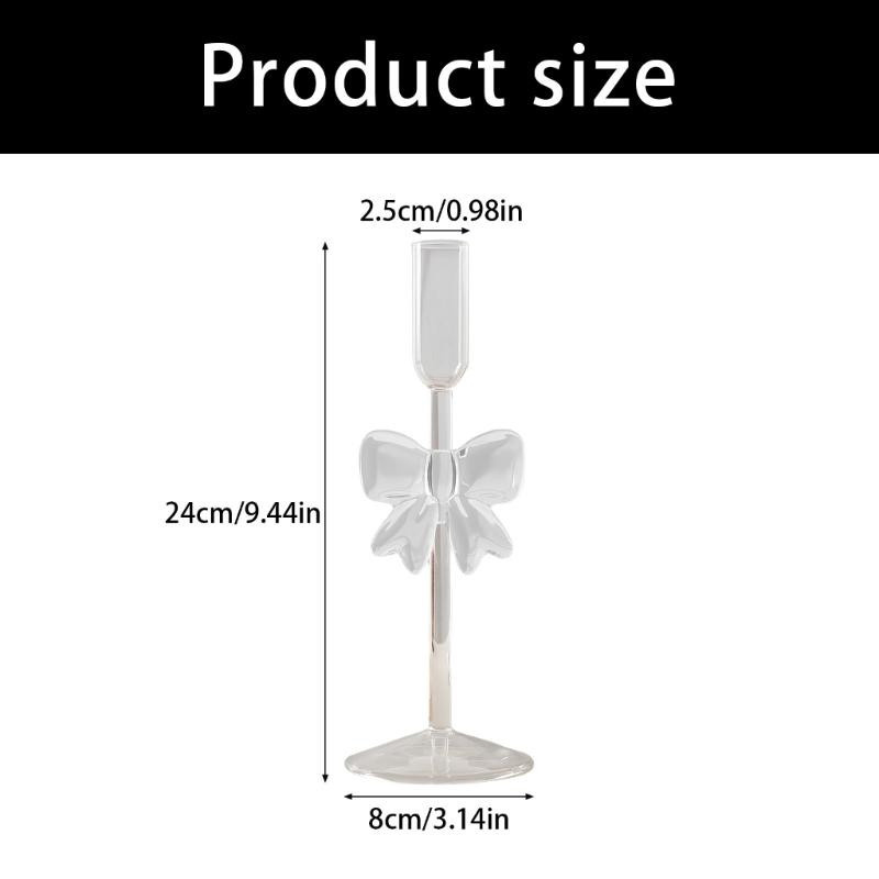 Filigraner Spitzkerzenhalter aus transparentem Hochborosilikatglas mit Schleifendesign - Bild 2
