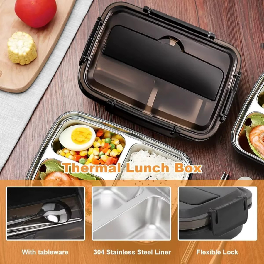 FEB.WIND Bento-Behälter aus Edelstahl in Pink, wärmeisolierte und auslaufsichere Lunchbox mit Fächern - Bild 2