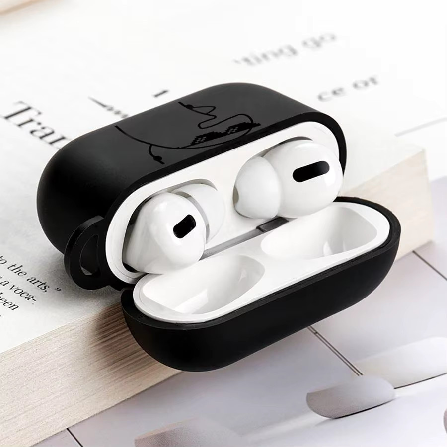 Schutzhülle mit Sonnenbrille und Stickman Design für Apple AirPods, Farbe: Schwarz - Bild 3