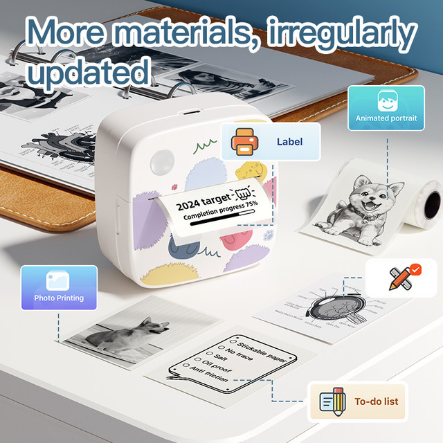 DOLEWA D2 Serie Mini Thermo-Labeldrucker in Weiß für DIY-Projekte und Journaling - Bild 1