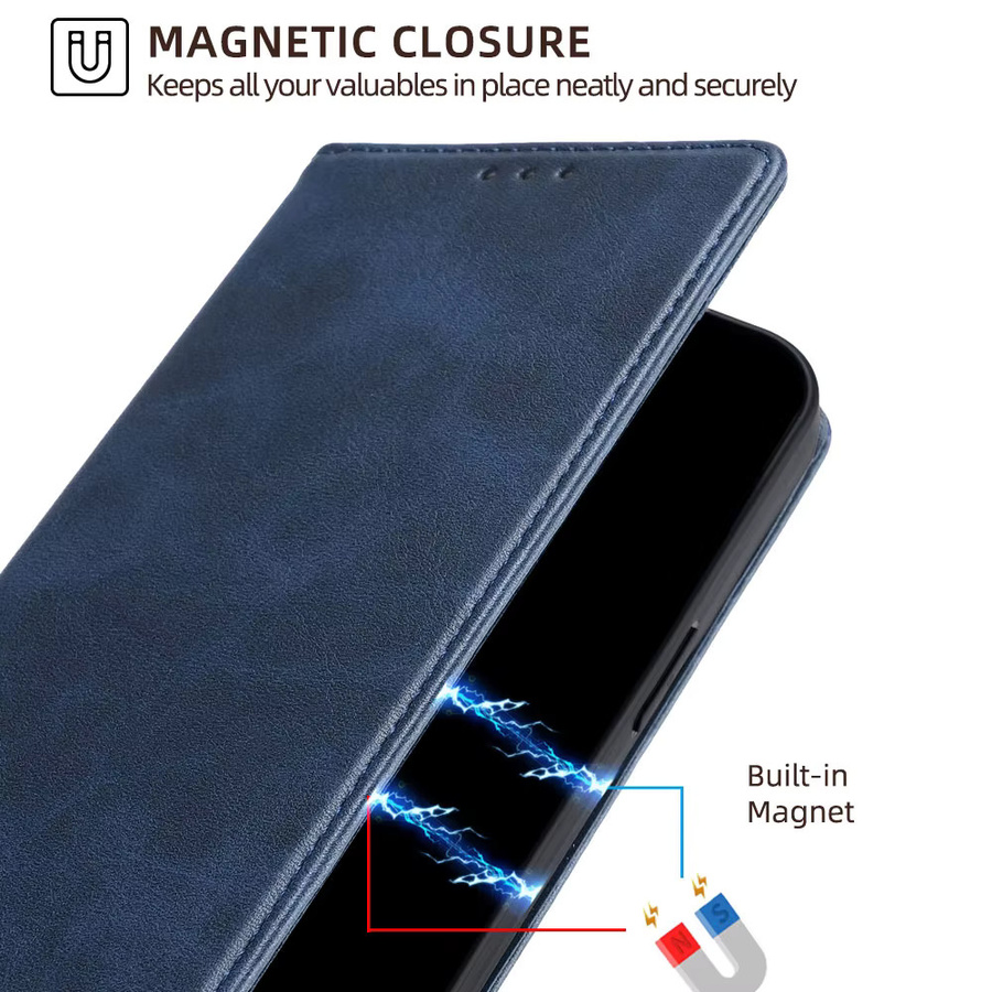 Leder Vollschutzhülle für Itel A50 A50C S24 RS4 P65 P55 Plus Magnetische Flip Wallet Case Book Style Handytasche mit Kartenhalter in Schwarz und Blau - Bild 4